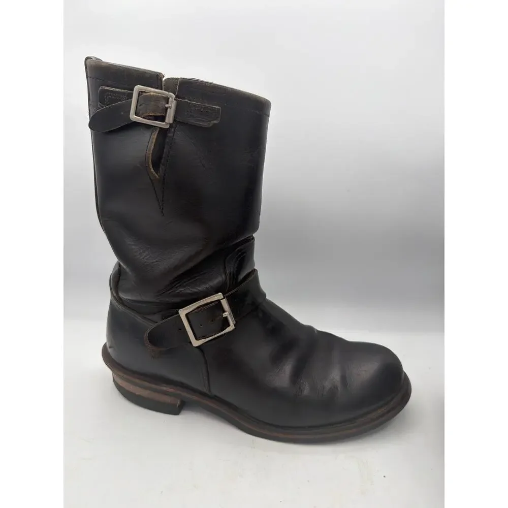 Red Wing 2268 Vintage Engineer Boots Black Leather Size 8.5 US Outsole 11
